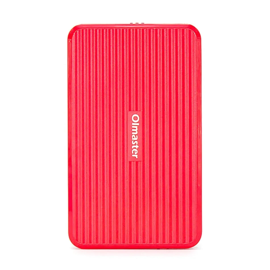 2.5 inch hard drive enclosure box in black, blue, or red with USB 3.0 cable, aluminium panel or simple version.