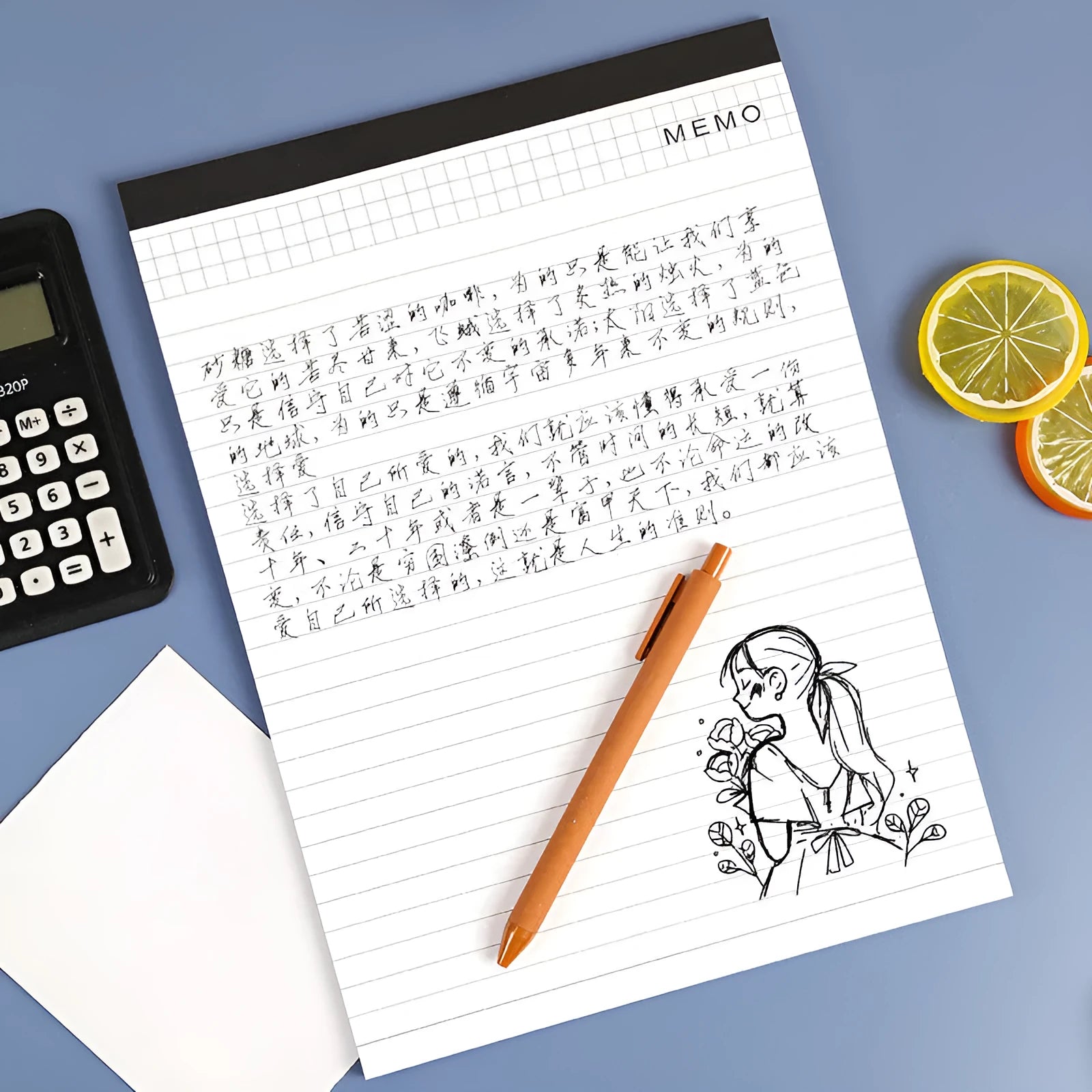 A4 tear-off meeting notebook with grid format pages and adhesive binding