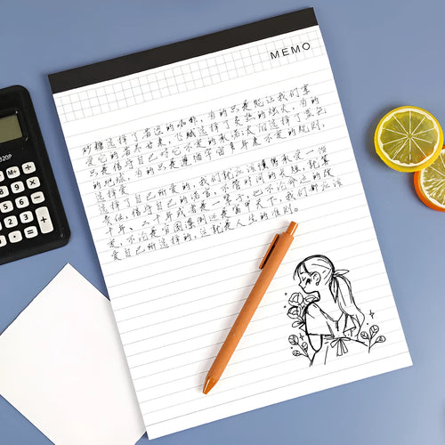 A4 tear-off meeting notebook with grid format pages and adhesive binding