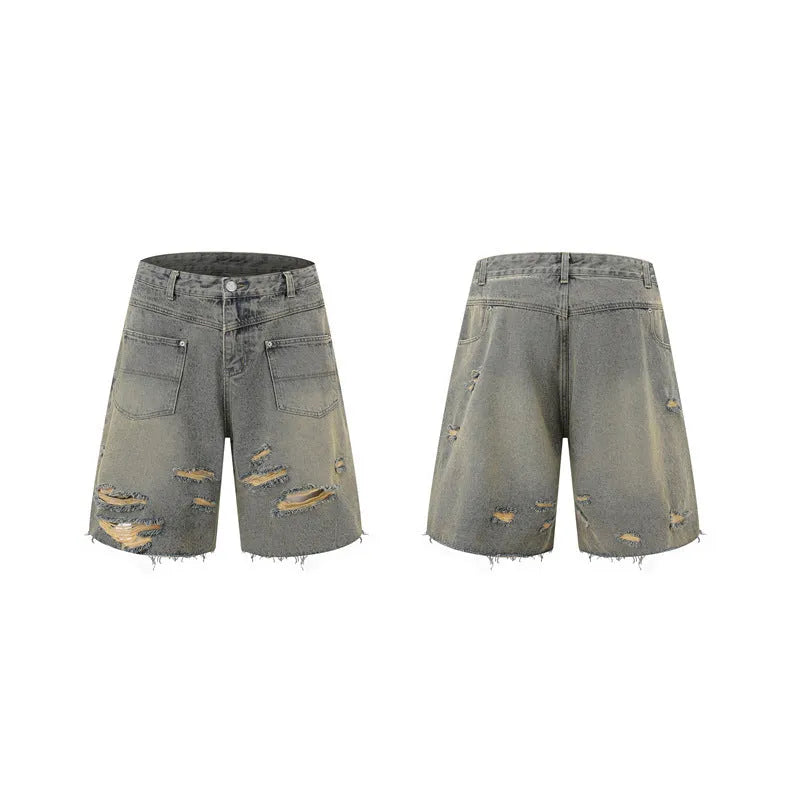 Denim overall suit matching set with short sleeve top and trousers in street style design