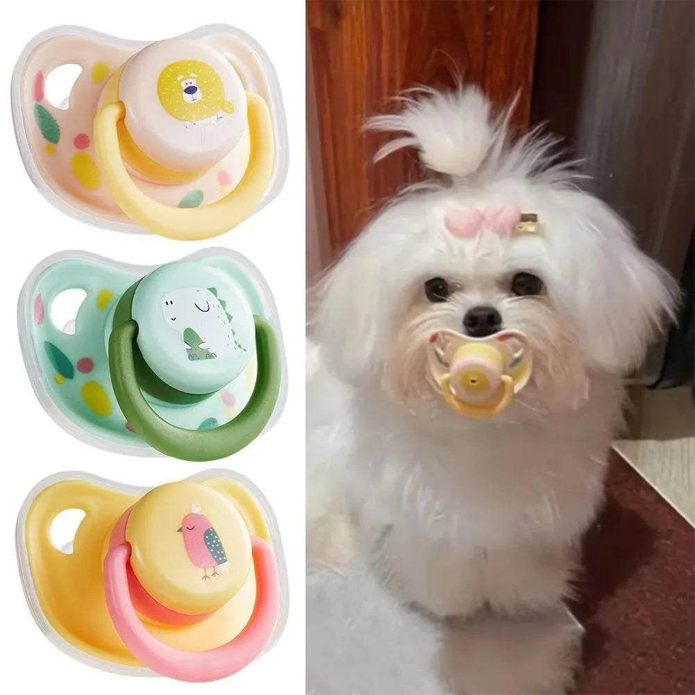 Poodle dog pacifier silicone bite toy with Little Lion colour variant for small dog teething relief