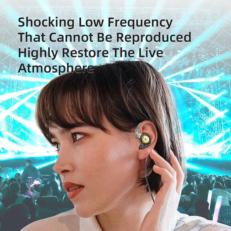 KZ EDX Pro wired bass earphones in Transparent Cyan with standard cable, showing resin shell and eartip