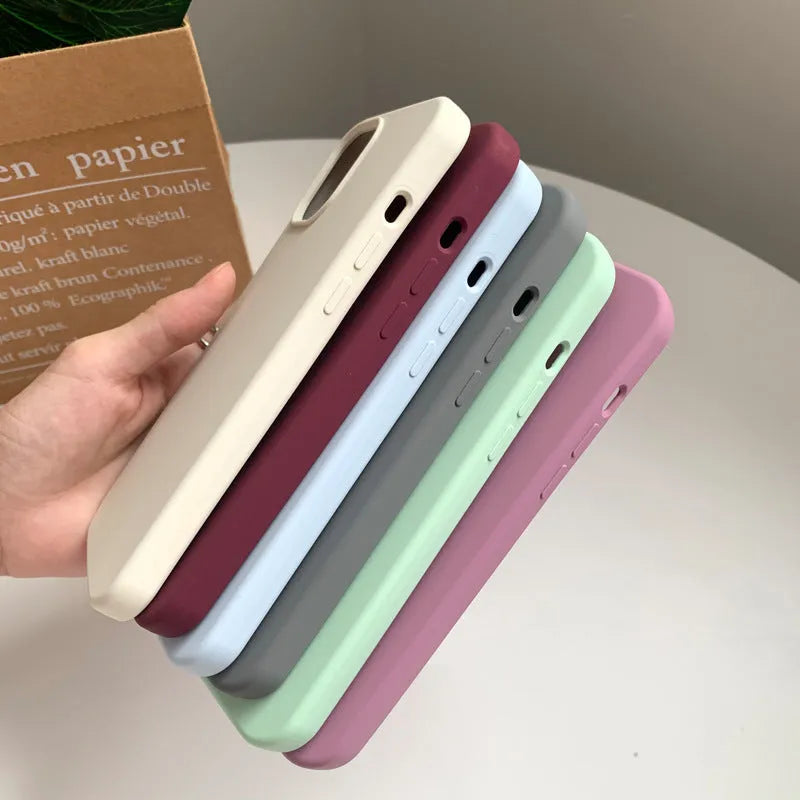 Fully flocking liquid silicone phone case in grey for Apple iPhone 13 Pro with soft-touch finish