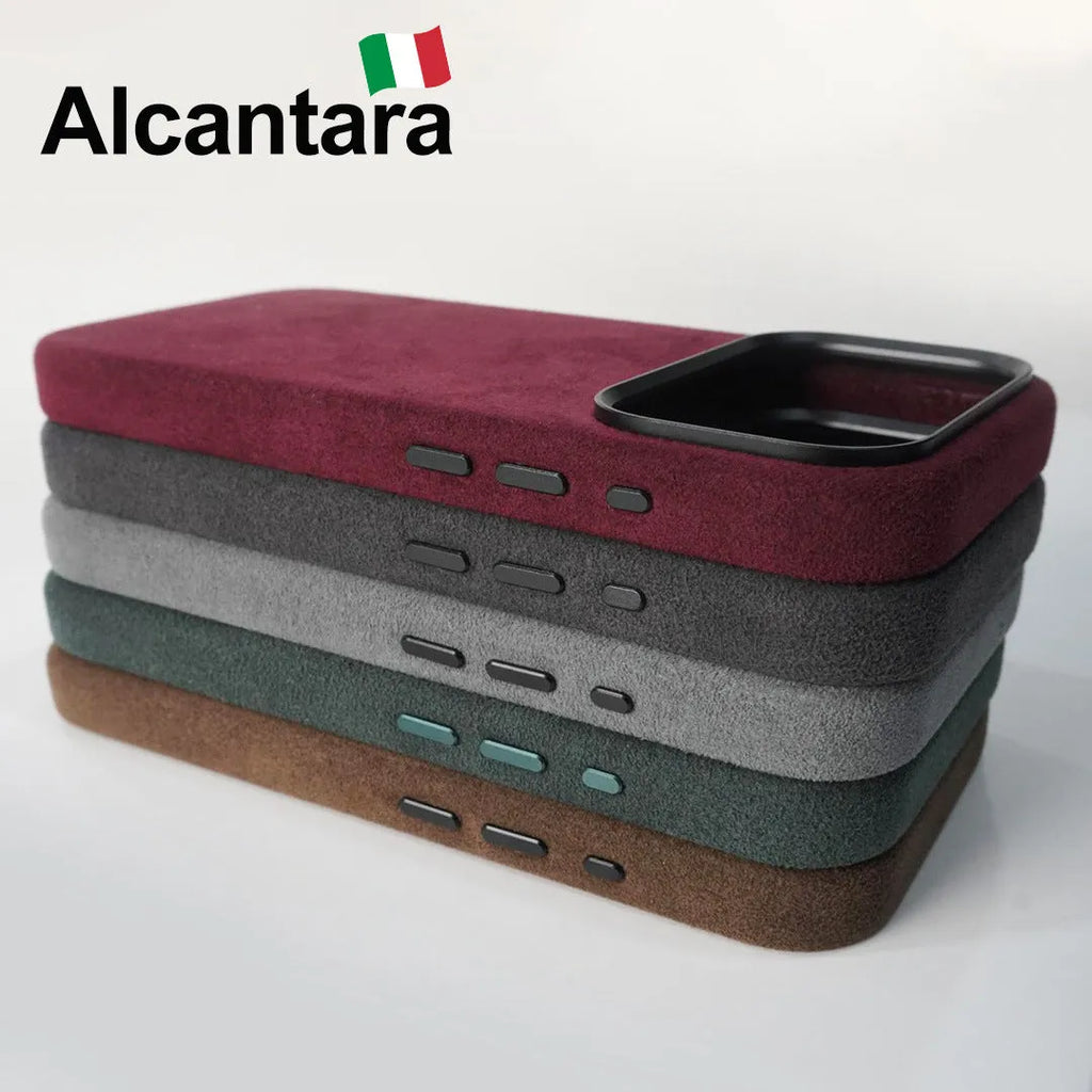 Alcantara magnetic shockproof phone case for iPhone 17 Pro Max Air in dark gray colour