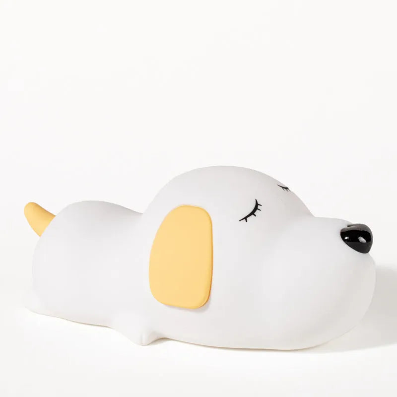Two-colour cartoon dog silicone night light with USB cable