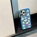 Little Duck creative phone case in green flash acrylic finish, drop-resistant PC hard case for Apple iPhone, cartoon duck design