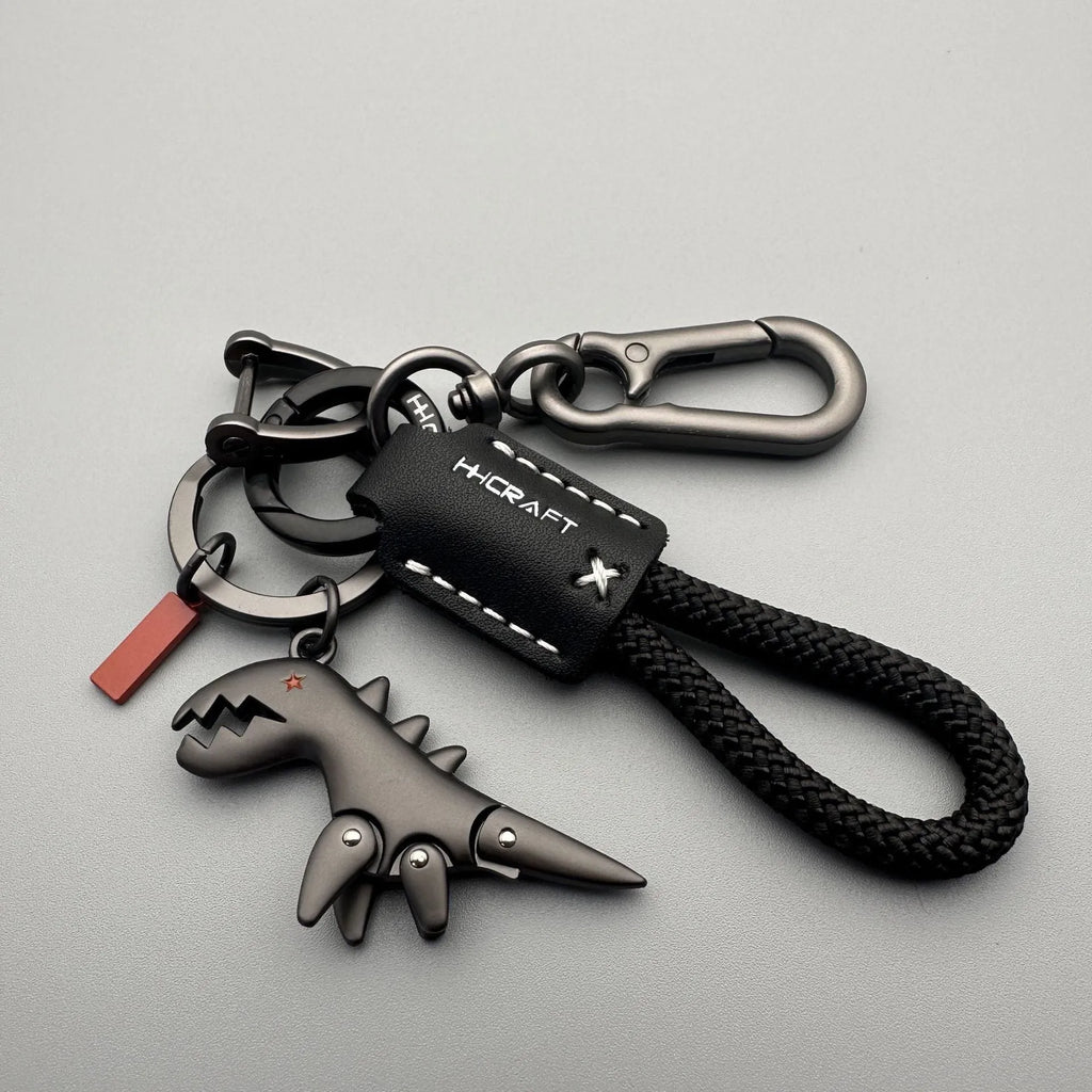 Cute cartoon little dinosaur keychain pendant in zinc alloy on schoolbag keyring