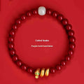 Handmade red cinnabar snake zodiac bracelet with roll snake beads in Chinese style