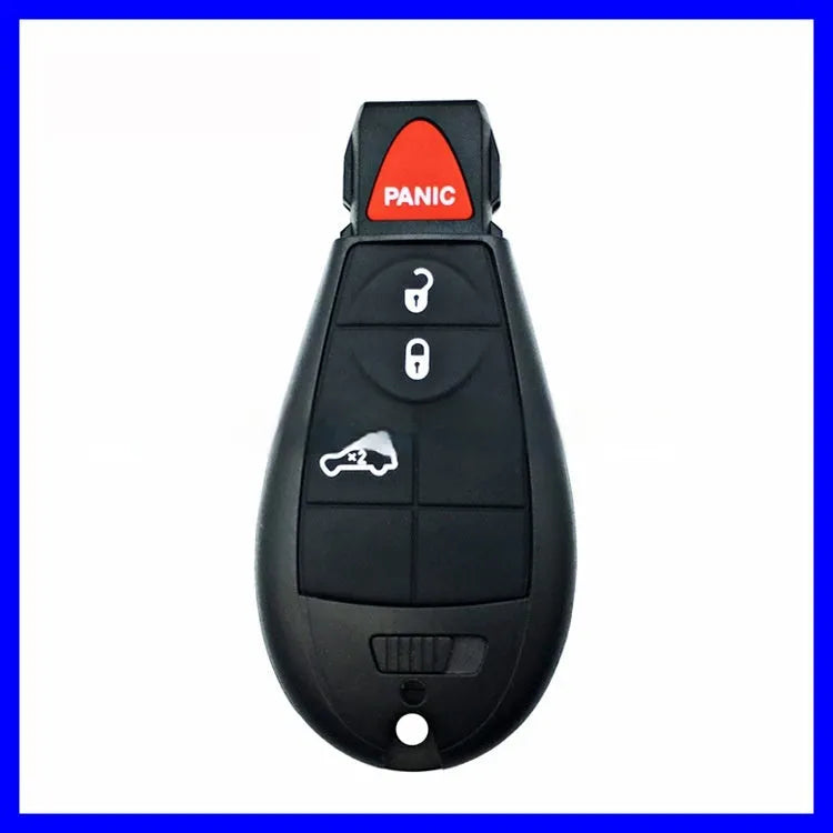 White plastic key shell case for Dodge and Chrysler smart keys, showing front and back views.