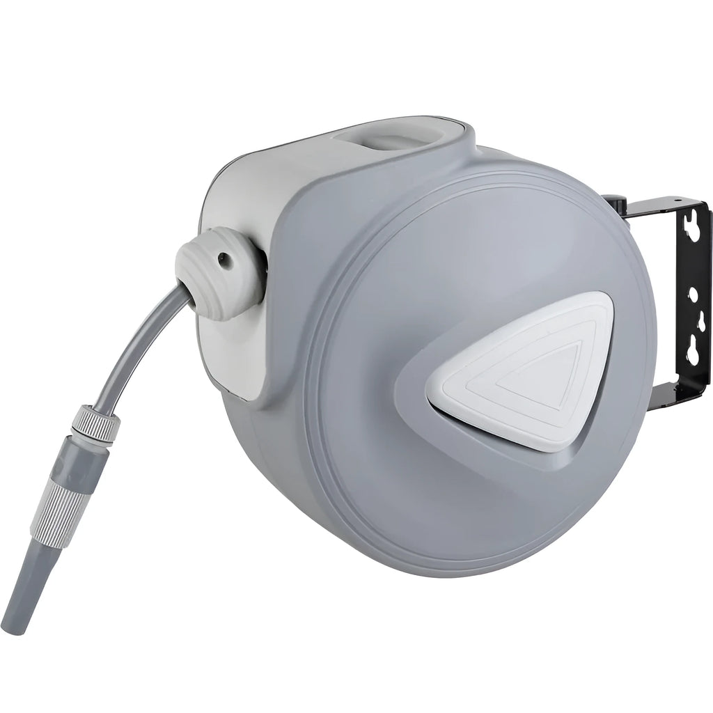 Automatic retractable hose reel water drum with 10 metre PVC pipe in compact housing