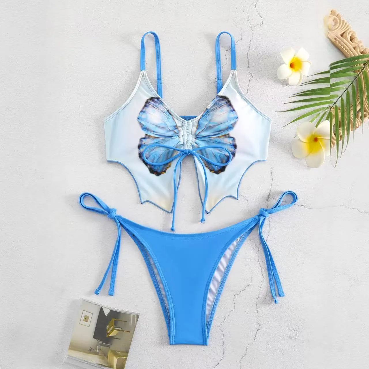 Women's two-piece bikini suit with sleeveless top and briefs in polyester fabric for fitness and swimming