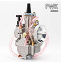 PWK sandblasting motorcycle carburetor kit with seven size options from 21mm to 34mm bore.