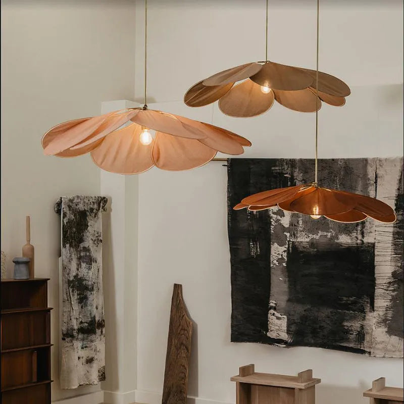 Bohemian-style fabric hanging chandelier in a choice of colours and diameters.