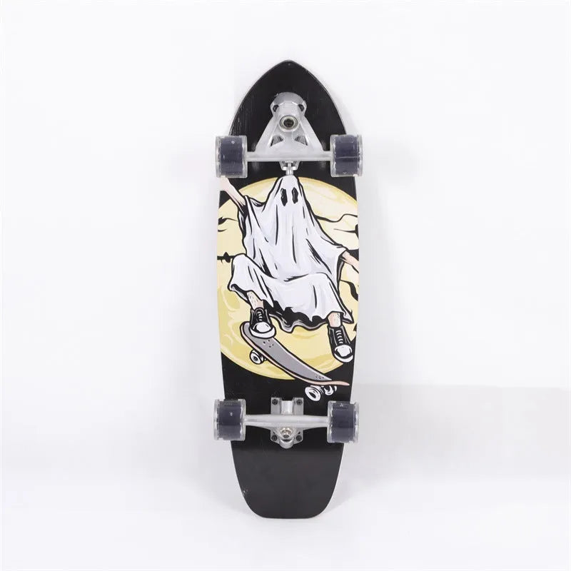 White maple wood street scooter with 31-inch deck for adult and child riders