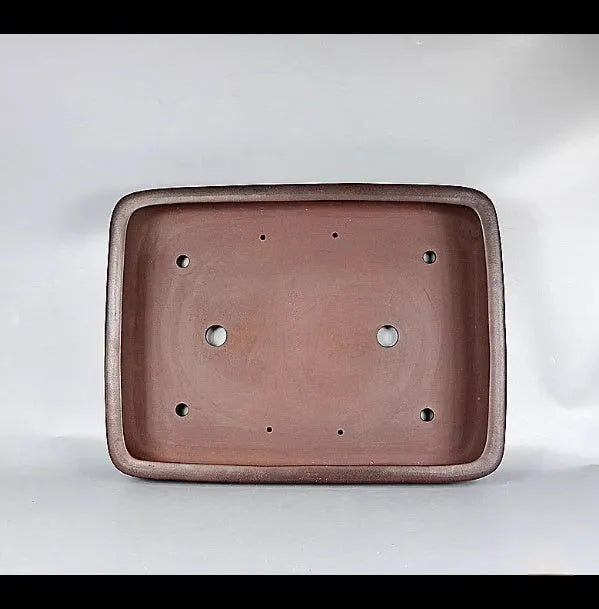 Handmade antique rectangular purple clay flower pot with traditional finish