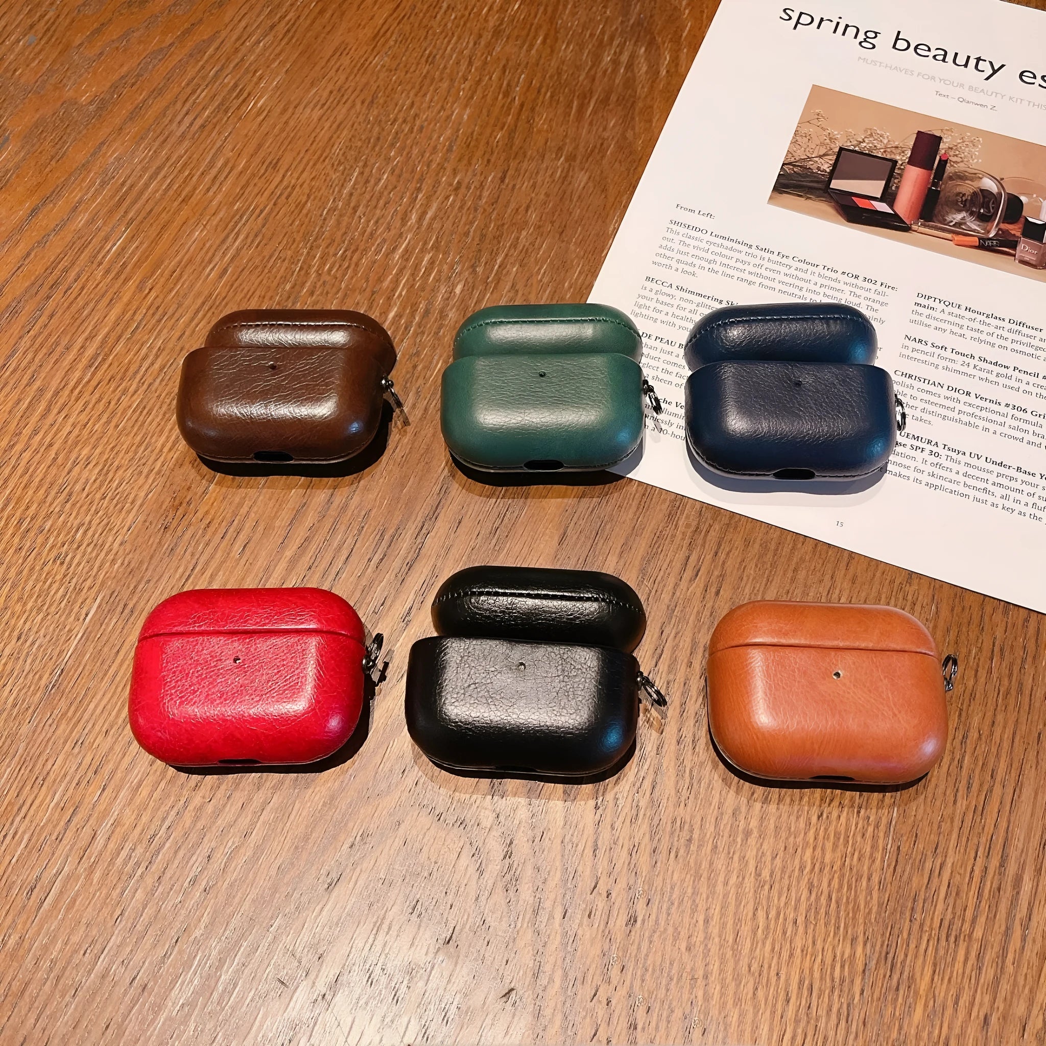 Imitation leather hard case cover for AirPods charging case in black