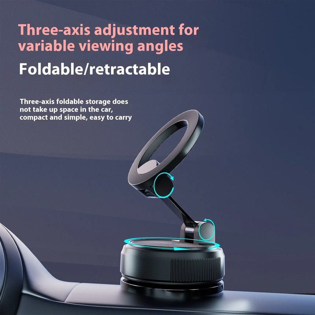 Magnetic car phone holder with suction cup mount, 7.5W, non-rechargeable, shown in black or white style options