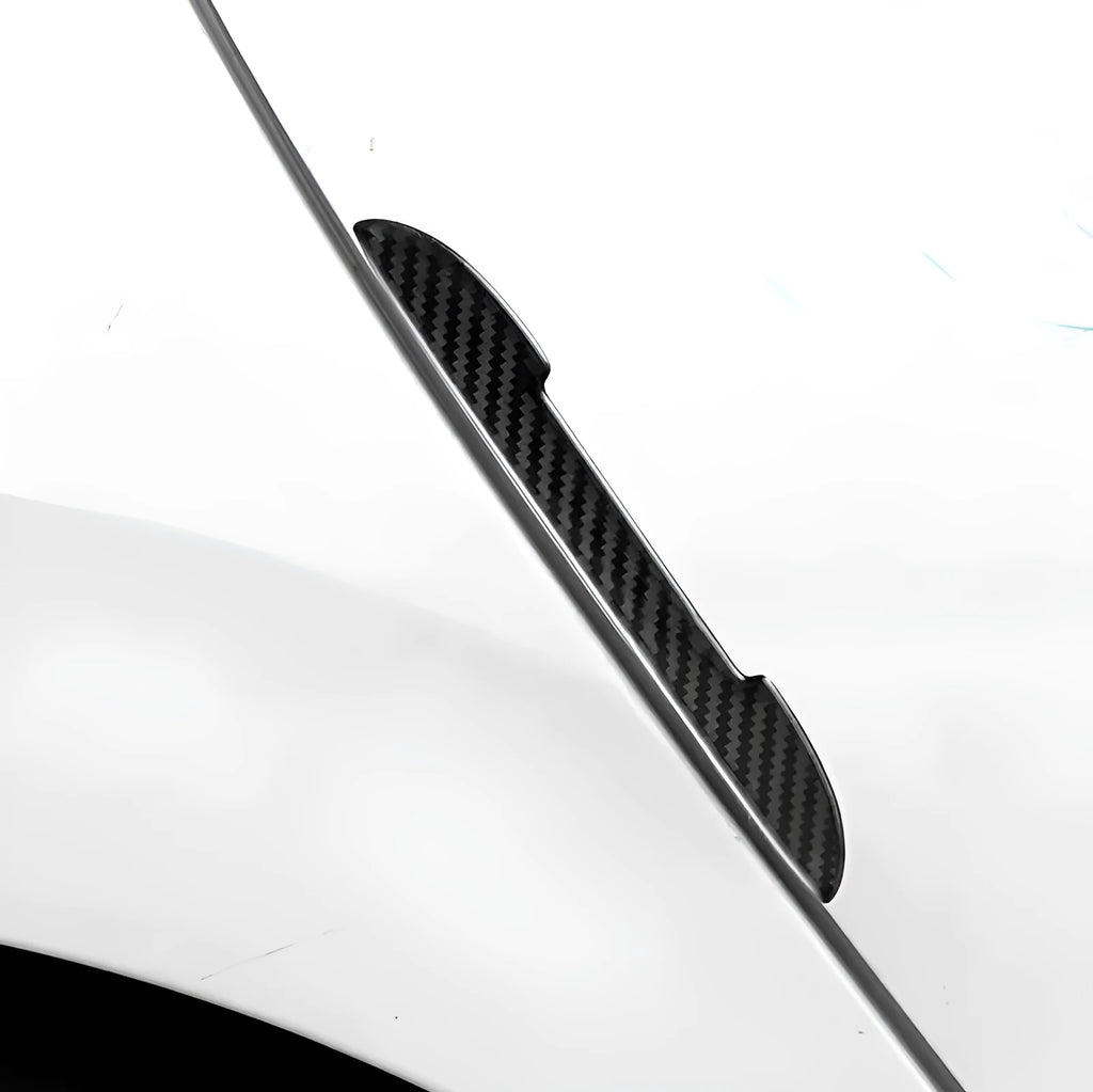 Black carbon fibre texture car door collision strips for edge protection against scratches and impacts