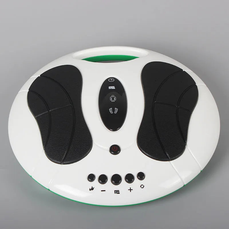 Electric foot massager in milky white with acupuncture point patches for upper sole stimulation