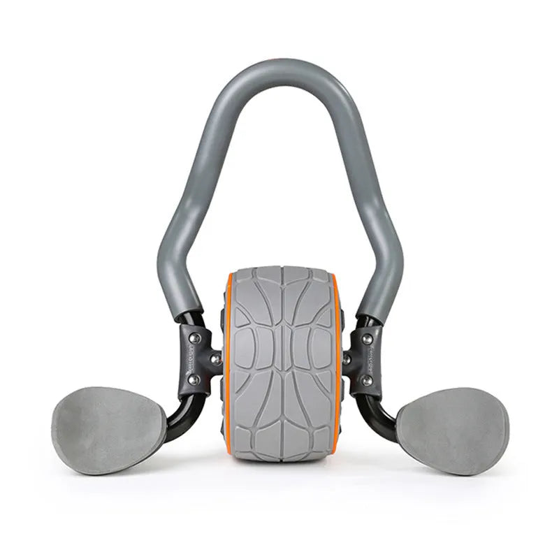 Shadow grey abdominal wheel with dual wheels and TPR construction, 42.5x18cm, on a carpet with kneeling mat