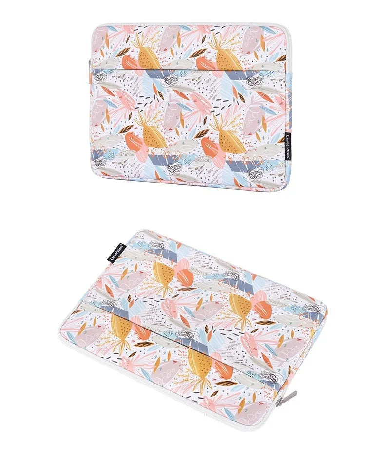 White waterproof PU leather 14 inch laptop inner bag showing its slim sleeve design.