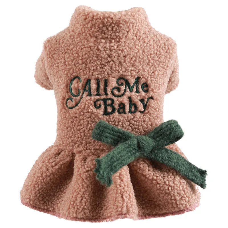 Polyester Berber fleece pet skirt with elastic waistband in baby letter pattern