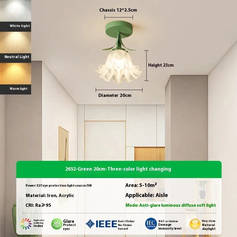Cream Linglan Flower modern aisle corridor light with three-colour changing and dimming options