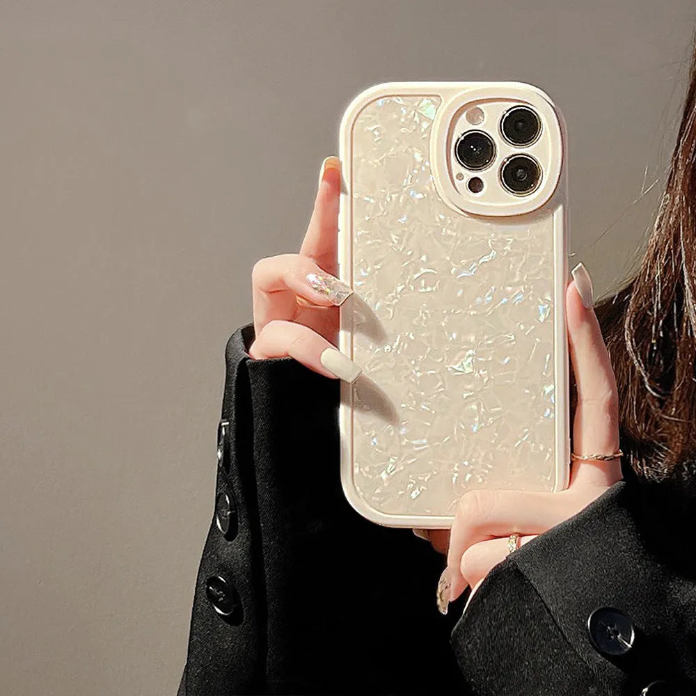 Ins dream shell pattern TPU PC back cover phone case for Apple iPhone in white pink purple black transparent