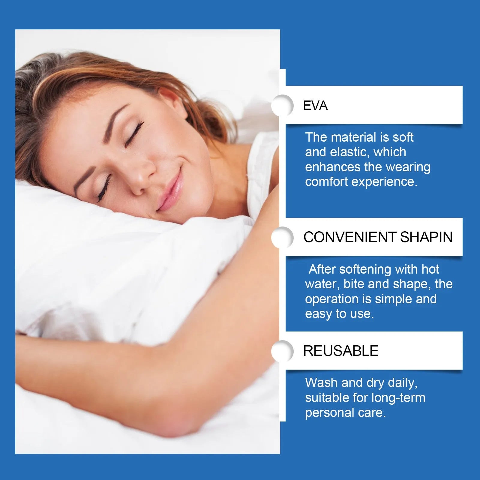 A single snoring stopper device for gentle anti-snoring night care.