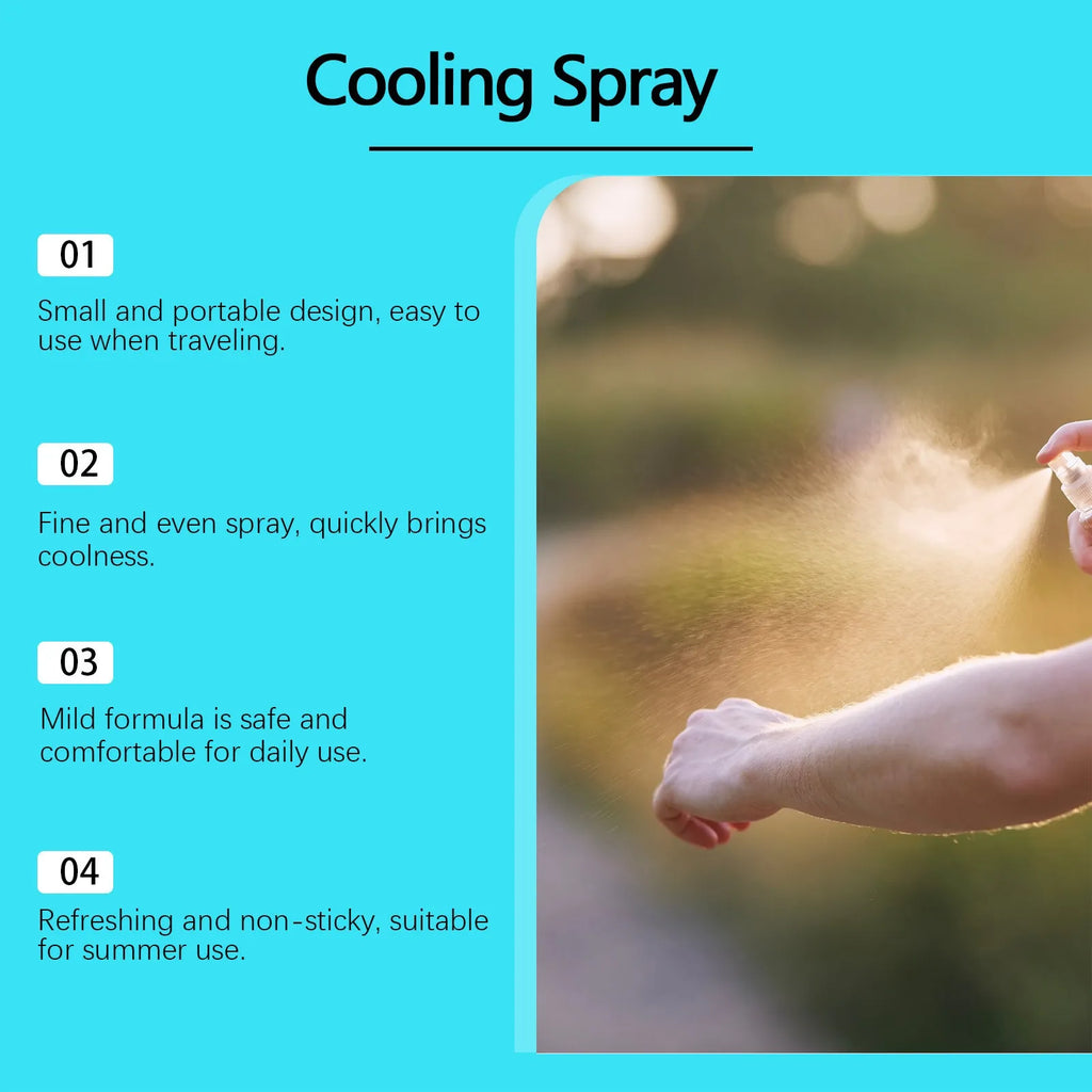 50ml cooling body spray bottle with mint extract formula for summer heat relief