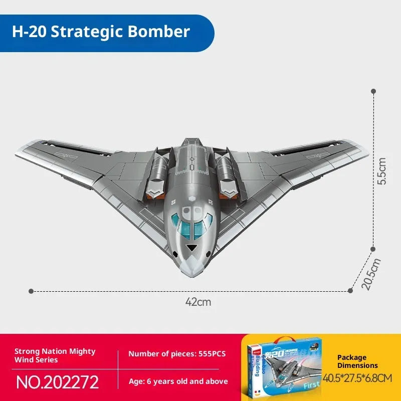 Military Series Bomb 20 Strategic Bomber assembly model building block set in colour box packaging