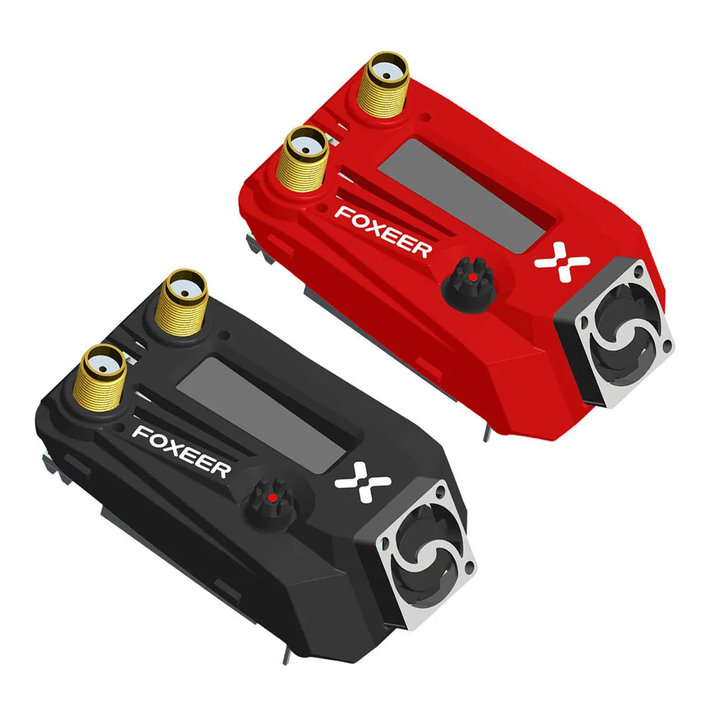 Black Wildfire FPV dual receiver video glasses for drone racing, compatible with Fatshark.