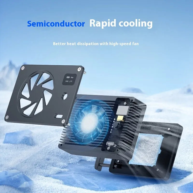 Black aluminium computer radiator with dimensions 89mm x 52mm x 25.95mm showing cooling fins and connection points