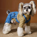 Fleece-lined thickened denim blue dog coat for Teddy, Schnauzer, and Bichon breed sizes XS to XXL
