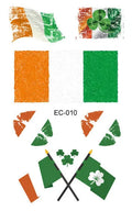 Single sheet of temporary tattoo sticker paper with Irish clover design, measuring 120mm by 75mm.