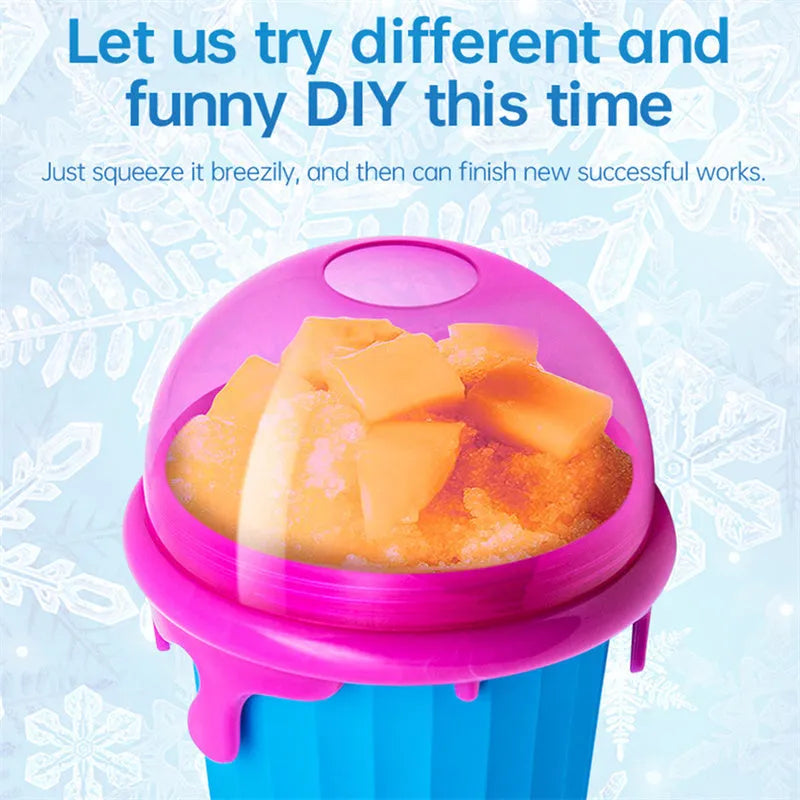 Blue 500ml slushy maker cup for quick-frozen smoothies and homemade ice cream