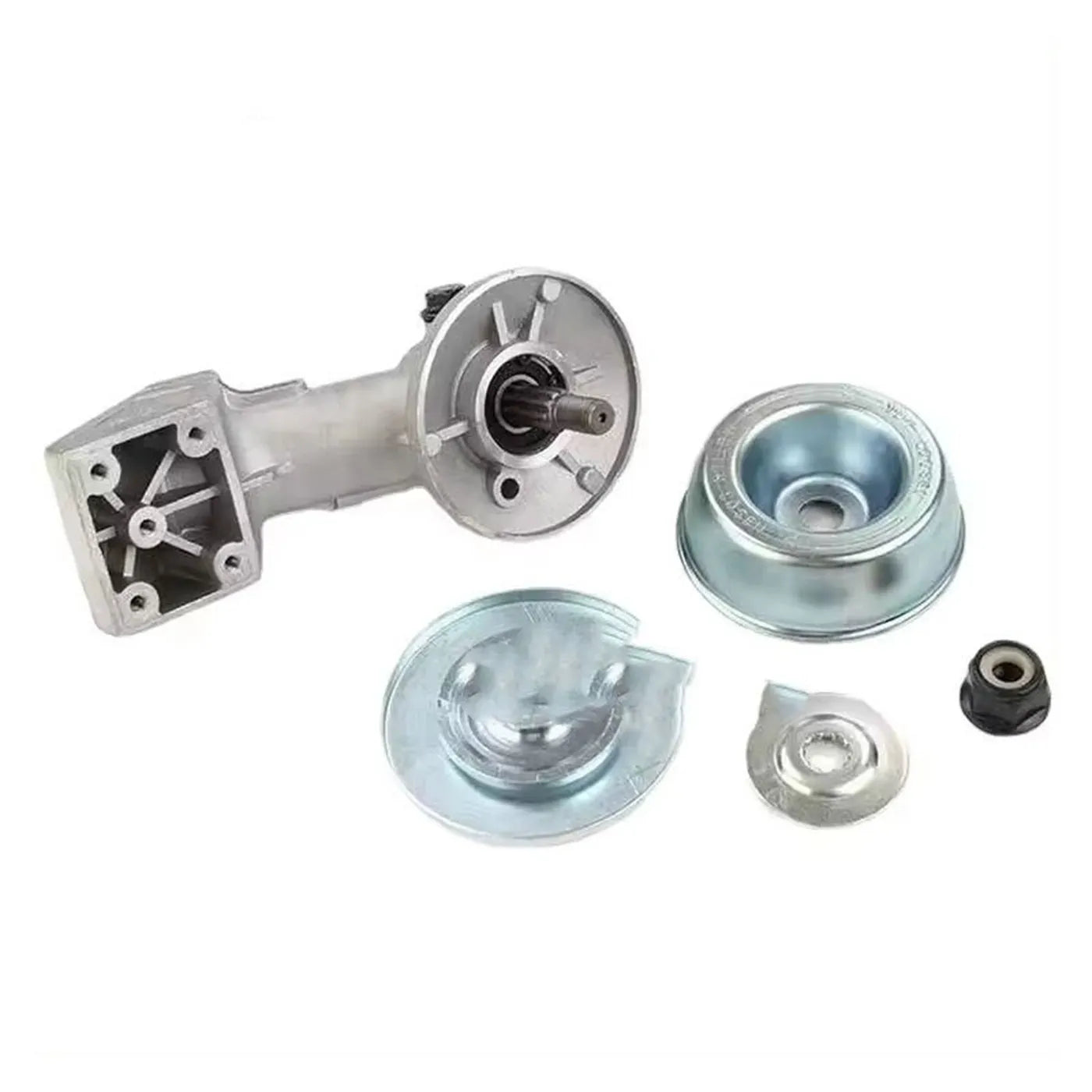 Metal working head FS120 new style lawn mower replacement part on white background