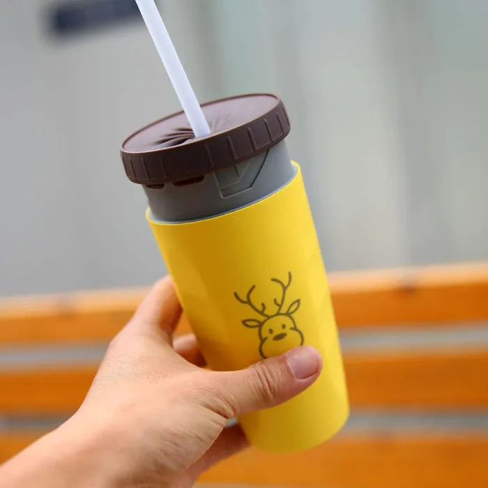 Twist Cup double-walled insulated travel tumbler with cartoon pattern and silicone seal