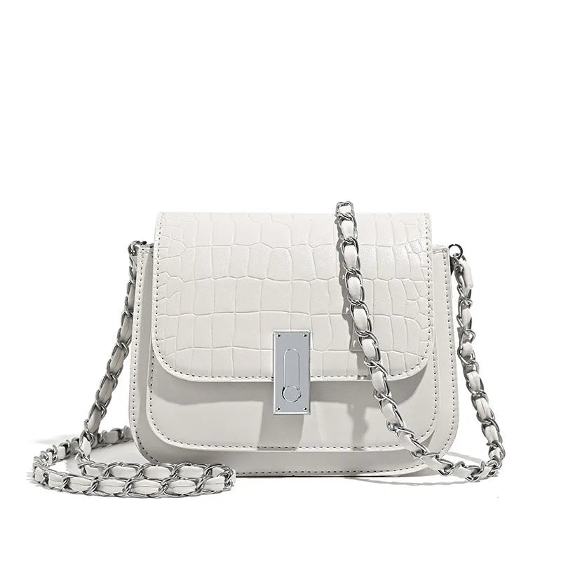 Women's black PU leather cross-body shoulder bag with phone pocket and square shape