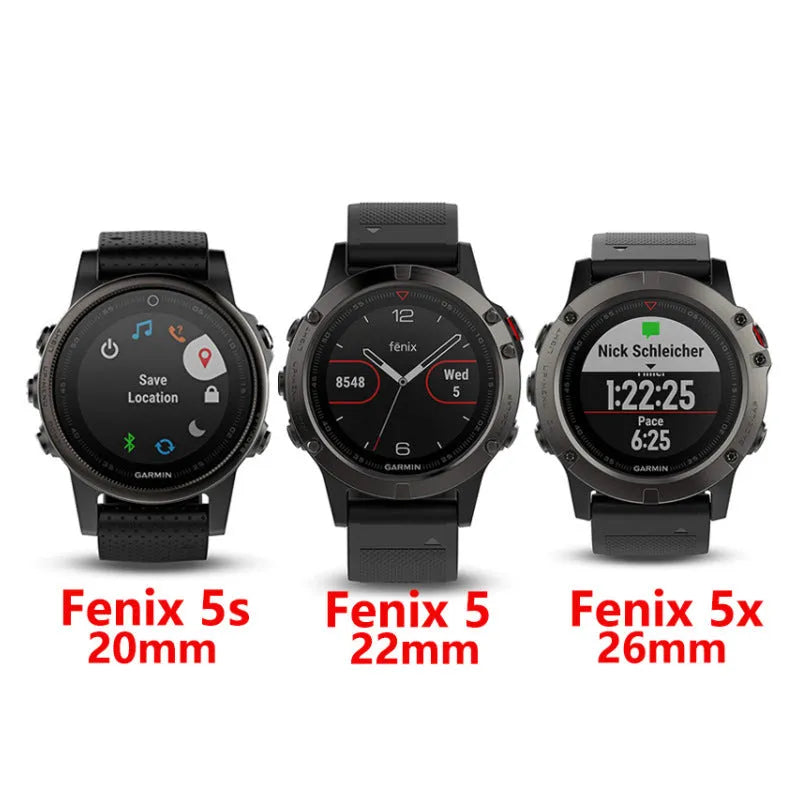 Stainless steel watch band for Garmin Fenix 3 and Fenix 5X in silver, black, gold, or rose gold