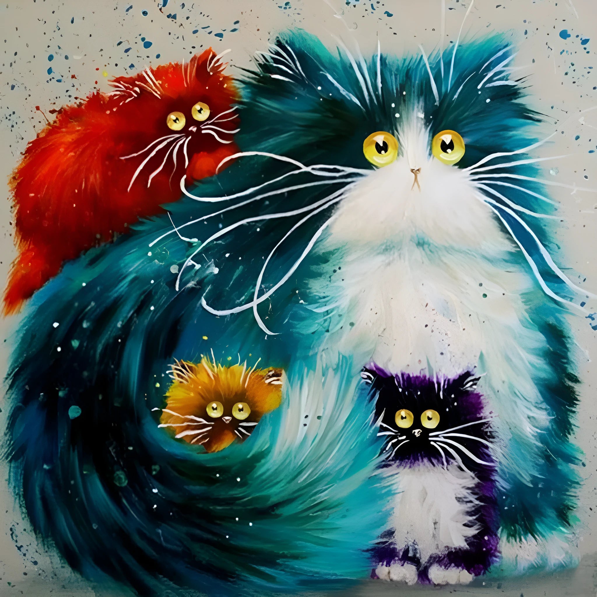 Scared Or Surprised Cat themed DIY painting by numbers kit with acrylic paints and canvas