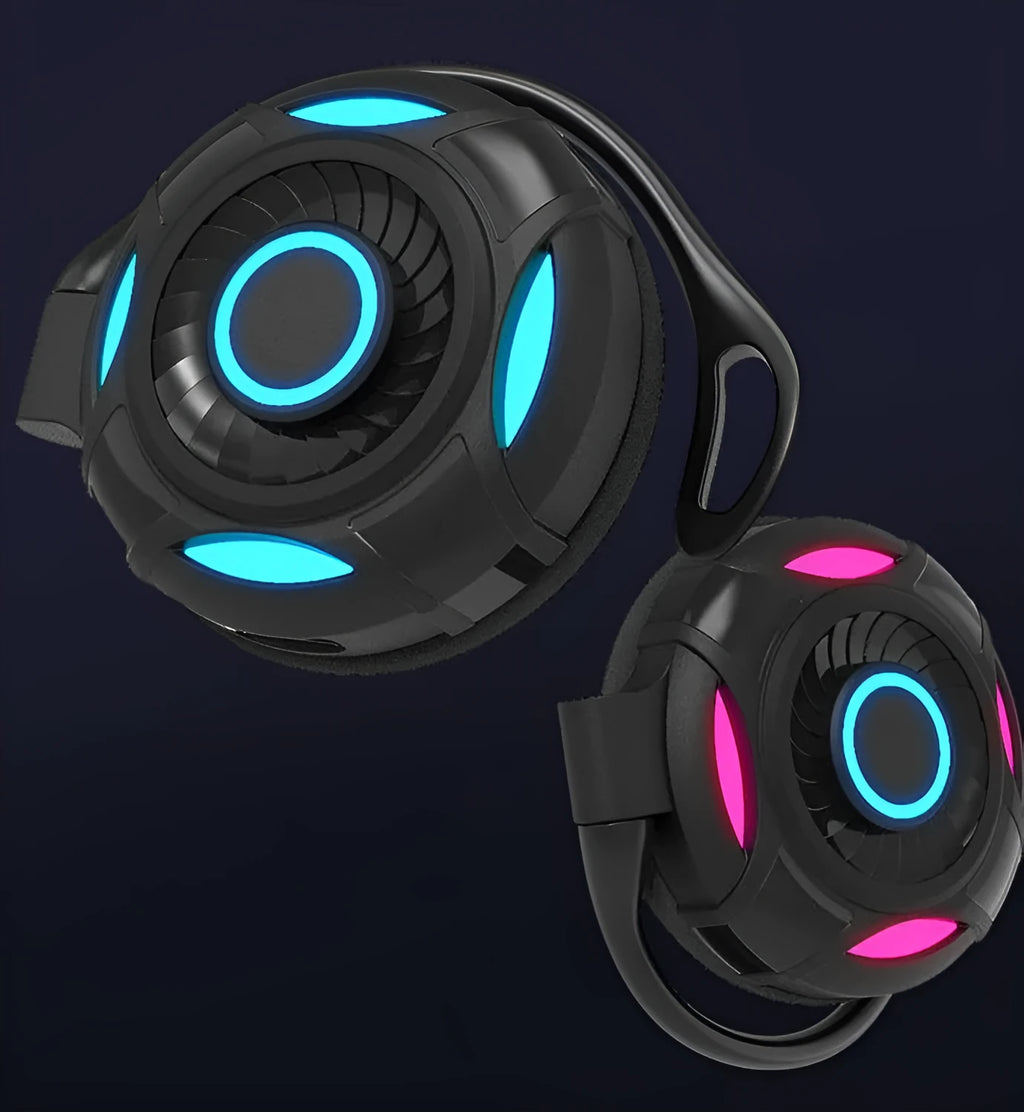 Black and white Bluetooth gaming earphones with hanging design and USB charging port