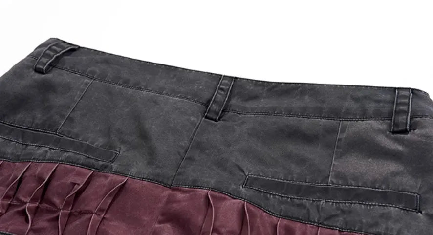 Boy wearing black wide-leg Korean style summer trousers with an elasticated waistband.