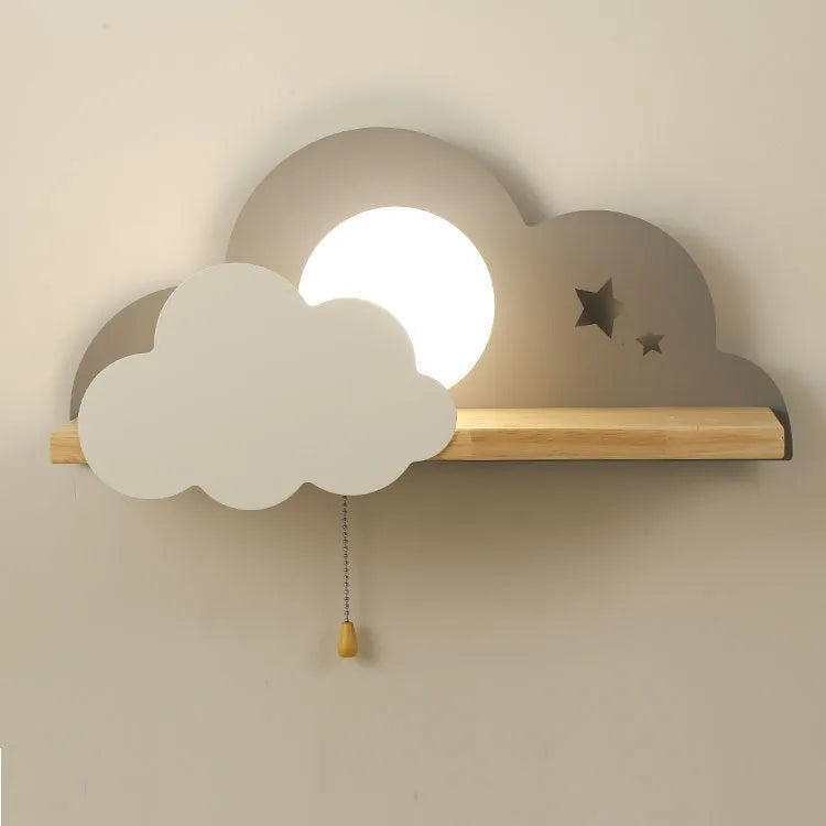 Cloud shaped decorative wall lamp with glass shade measuring 450mm wide