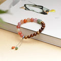 Hetian jade agate bracelet with 8mm diamond-shaped beads in persimmon colour