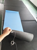 Blue conductive grounding yoga mat with plant and flower pattern, measuring 182x61cm with non-slip TPE surface
