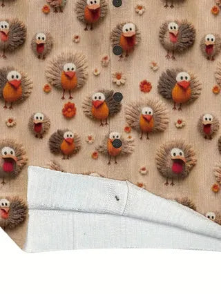 Loose fit digital printed shirt with lapel collar in polyester fabric showing printed design