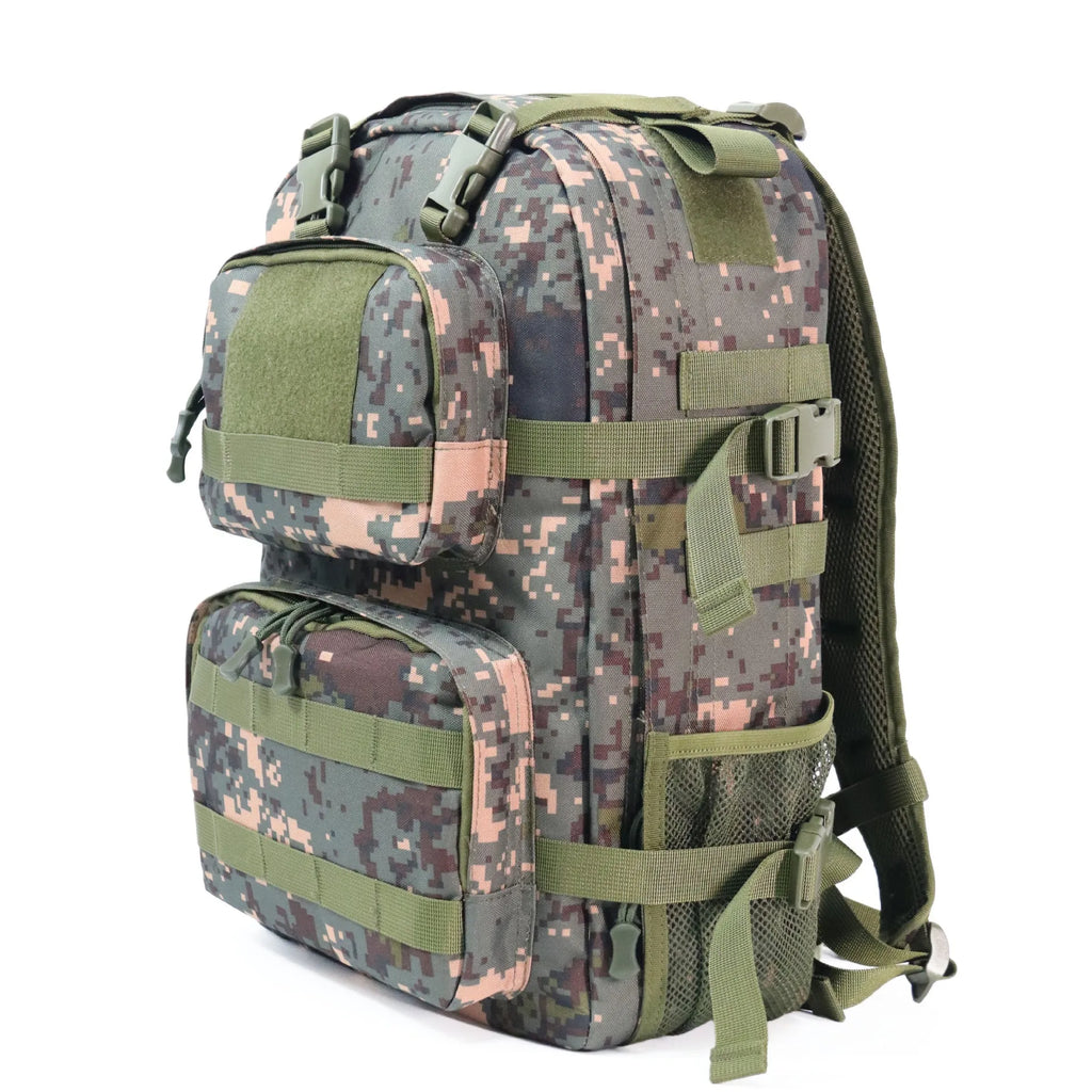Camouflage waterproof outdoor rucksack with 20L capacity and air pillow belt system