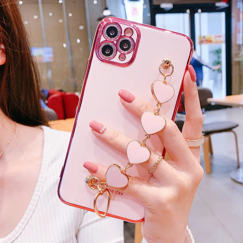 Samsung Galaxy silicone phone case with glass bracelet component in solid colour options