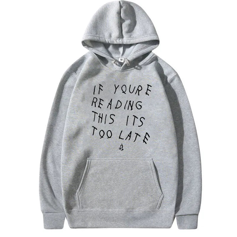 Letter print hoodie for men and women, pullover style, hooded, long sleeves, loose fit in polyester fibre